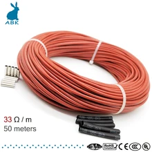 Силиконовая Резина 50 м 12 к 33 Ом углеродное волокно нагревательный кабель провод для обогрева пола многоцелевой инфракрасный высокое качество нагревательный кабель