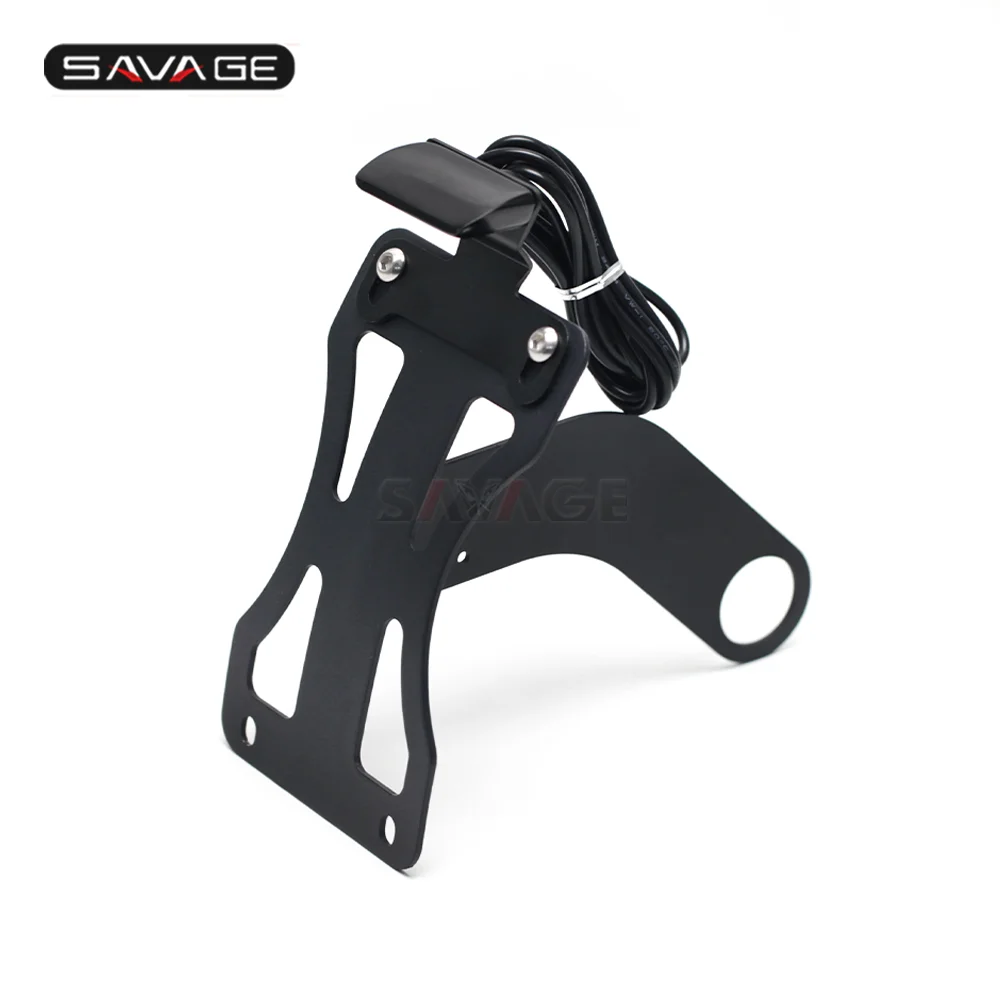 

For SUZUKI HAYABUSA GSXR 600/750/1000 GSXS1000/F GSF1250 Registration License Plate Holder Curved Vertical Side Bracket LED