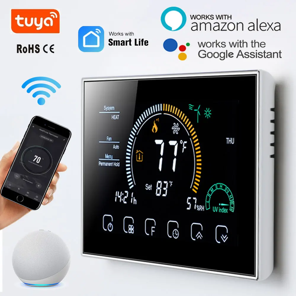 Termostato WiFi Smart para sistema de bobina de ventilador con Google  Assistant y  Alexa - China Termostato de bobina de ventilador,  termostato de sala