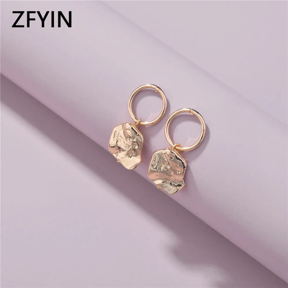 ZFYIN серьги гвоздики золотого цвета винтажные гиперболизированные ювелирные