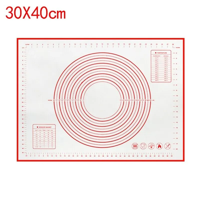 Антипригарный силиконовый коврик для теста, утолщенный коврик для выпечки, сделай сам, коврик для раскатки теста для теста, лист для печенья, подкладка для макарон, инструменты для выпечки - Цвет: 30x40cm red