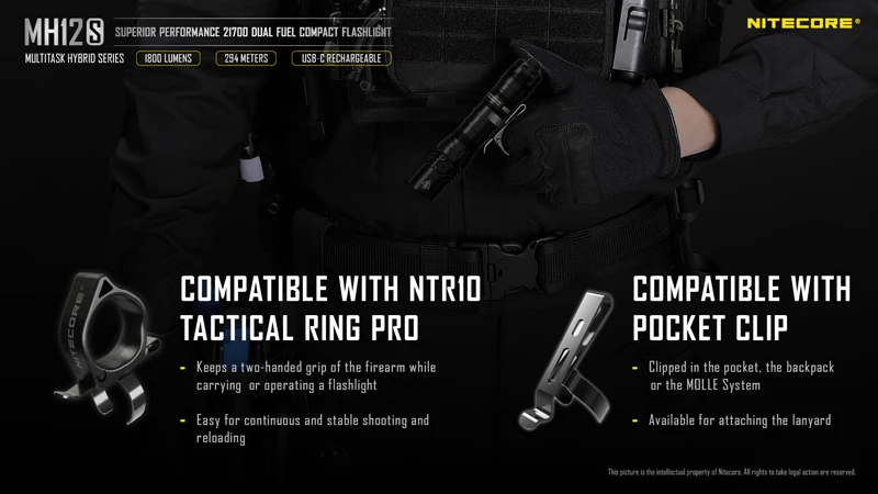 NITECORE MH12S 1800 Lumens 21700 Dual Fuel Compact Flashlight (15)