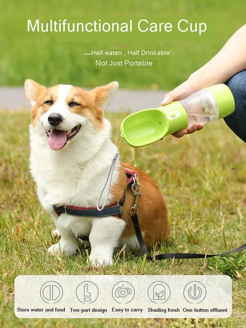 Водный кошачий контейнер для еды Многофункциональный Pet Дорожная чашка портативная миска для собаки еда чашка для путешествий на открытом воздухе бутылка для воды Q