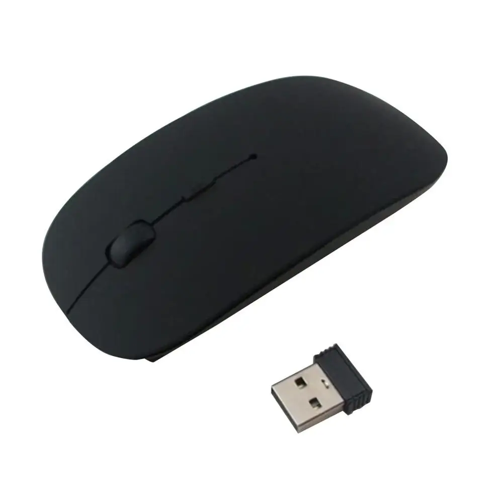 black 1600 dpi USB оптическая 2,4G беспроводная мышь с приемником Супер тонкая мышь для ПК и ноутбуков - Цвет: black