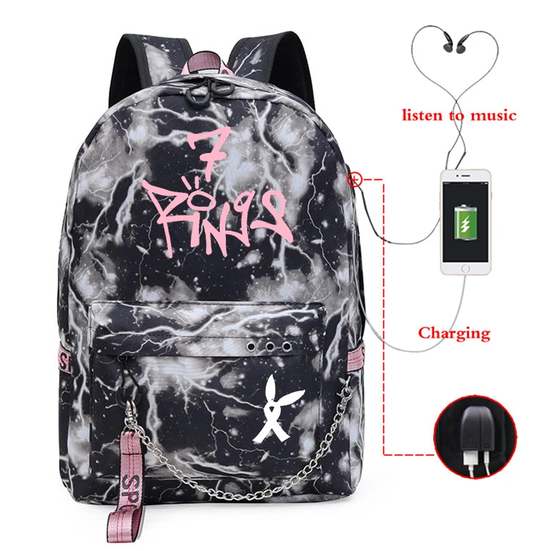 Сумки с принтом Ariana Grande Mochilas, рюкзак для девочек с зарядкой через usb, школьные сумки, рюкзак для колледжа, рюкзак для студентов, рюкзак для путешествий, сумка для ноутбука - Цвет: Girls Backpacks 12