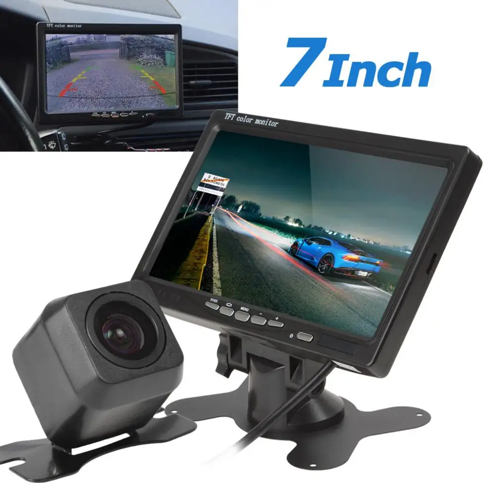 7 дюймов TFT ЖК-дисплей 800x480 HD 2 видео Вход заднего вида монитор+ E313 420 ТВ линии 170 ° обратный резервный автомобиля Камера