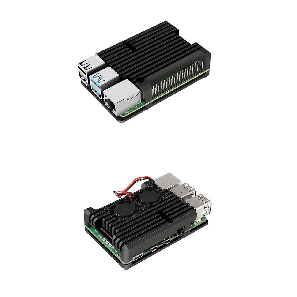Корпус защитный чехол с вентилятором алюминиевый сплав для Raspberry Pi 4B чехол