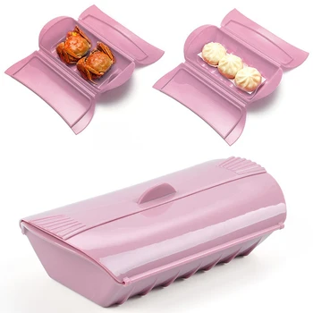 

Home Kitchen With Lid Steam Case Easy Clean Heat Resistant Cookware Flexible With Handle Soft Silicone Seafood Solid Bowl