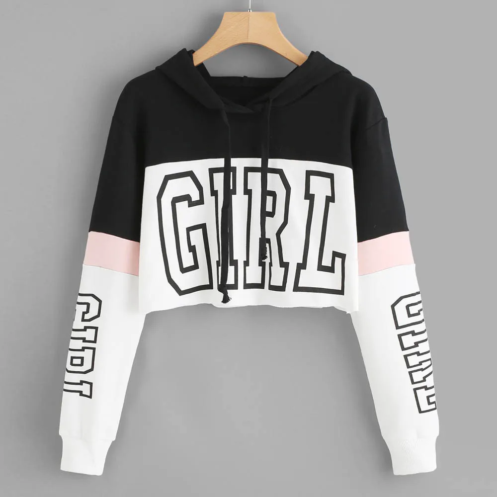 

Harajuku Hoodies Sweatshirt Women Streetwear Letter Crop Top Hoodie 2019 Autumn Women Fashion Clothes Korean Moletom ropa mujer