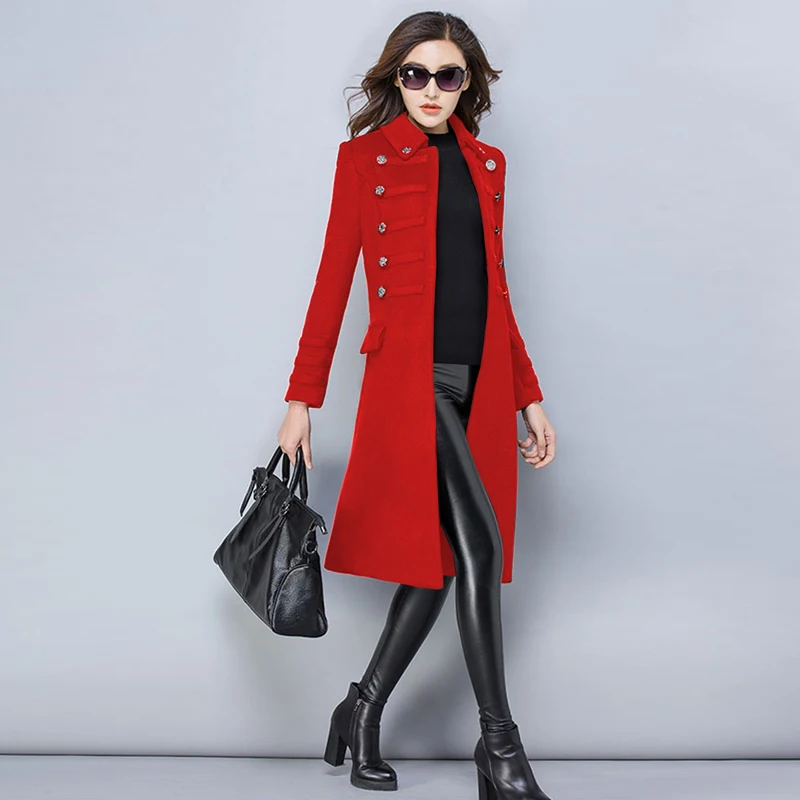 Модная женская однотонная шерстяная куртка, теплое пальто, Осень-зима, тонкое длинное пальто, пальто высокого качества, женские повседневные шерстяные куртки