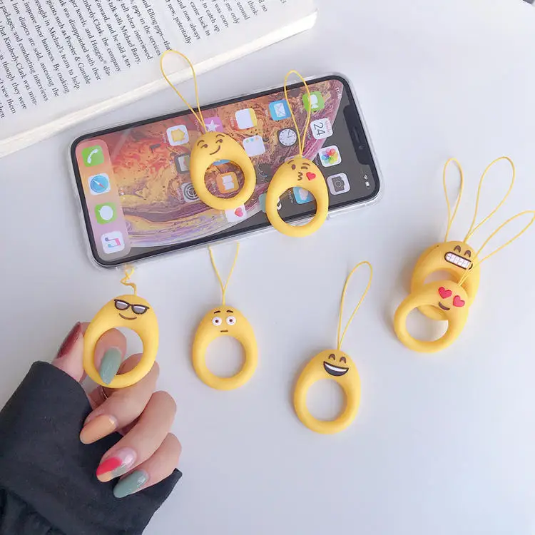 Cartoon Silicone Loop Cute Phone Strap Key Ring Unique Soft Universal Mobile Phone Finger Strap Charm Lanyard for iPhone 11 pro
