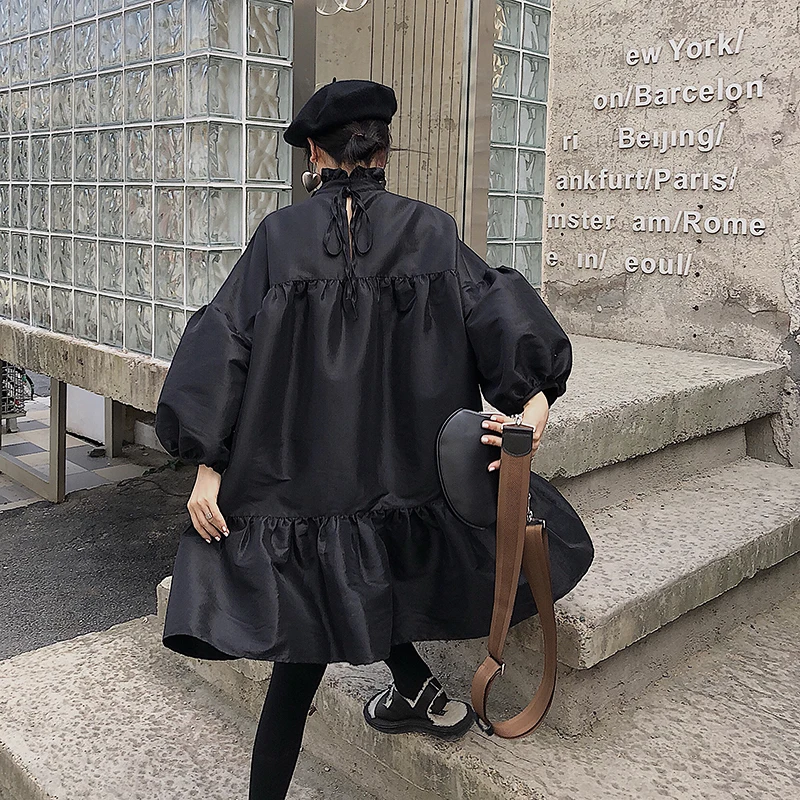 TVVOVVIN новая весенняя женская одежда водолазка рукава-фонарики плиссированное платье с большим подолом в японском стиле платья Е102