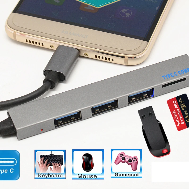 4 в 1 usb-хаб тип-c USB-C TF слот адаптер с 3 USB 3,1 порт для Macbook Pro