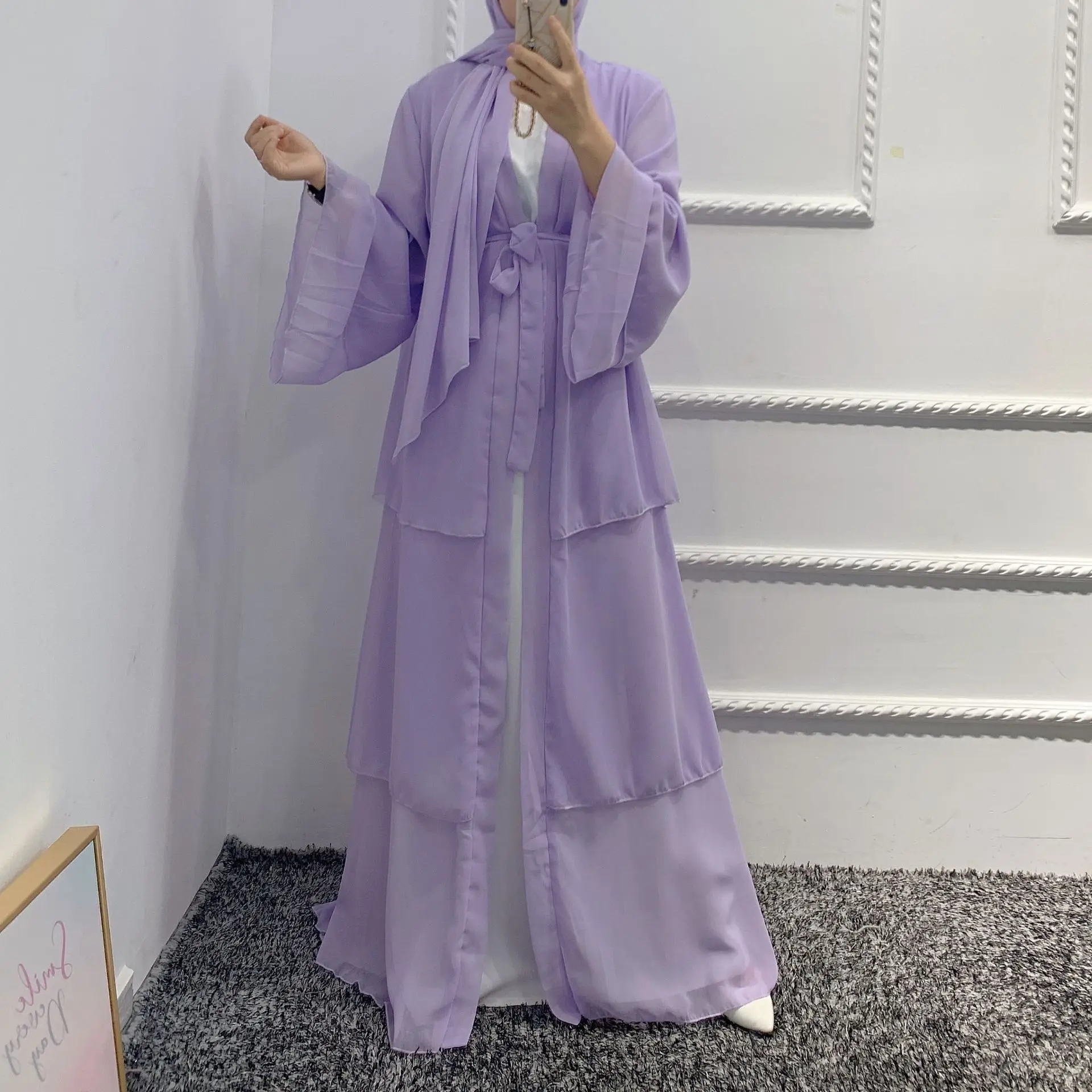 cardigan muçulmano abaya para mulher com cachecol