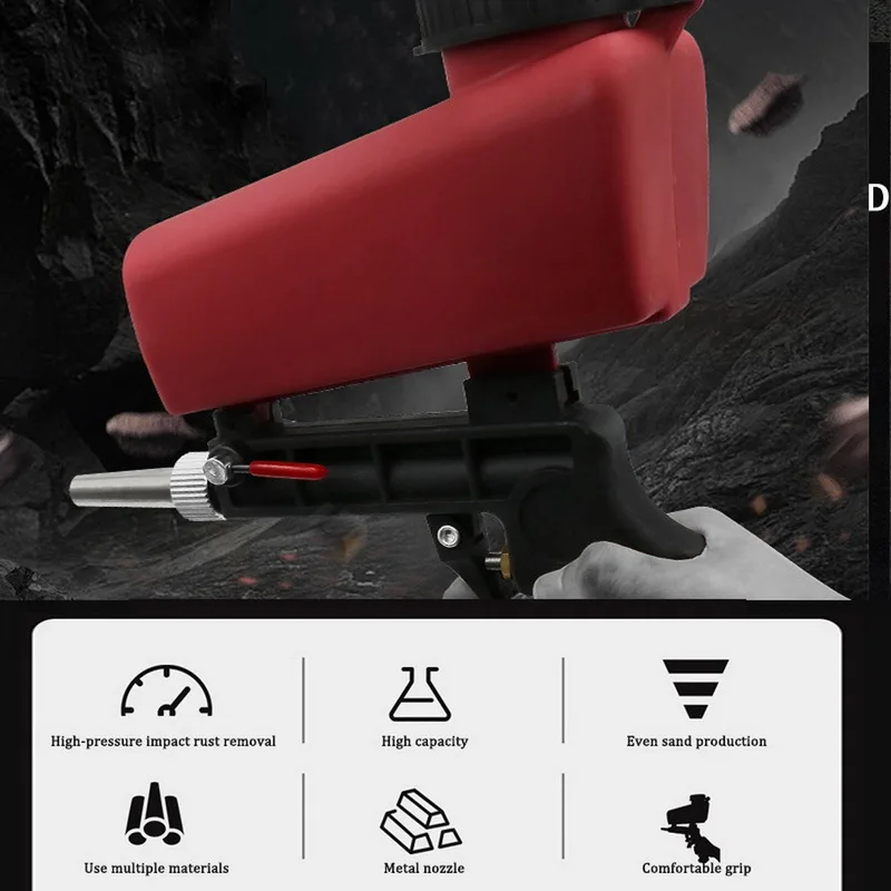 1pc  Sand Gravity Sandblasting Gun  90psi Pneumatic Sand Blasting Set Portable Anti Rust Protection tool New