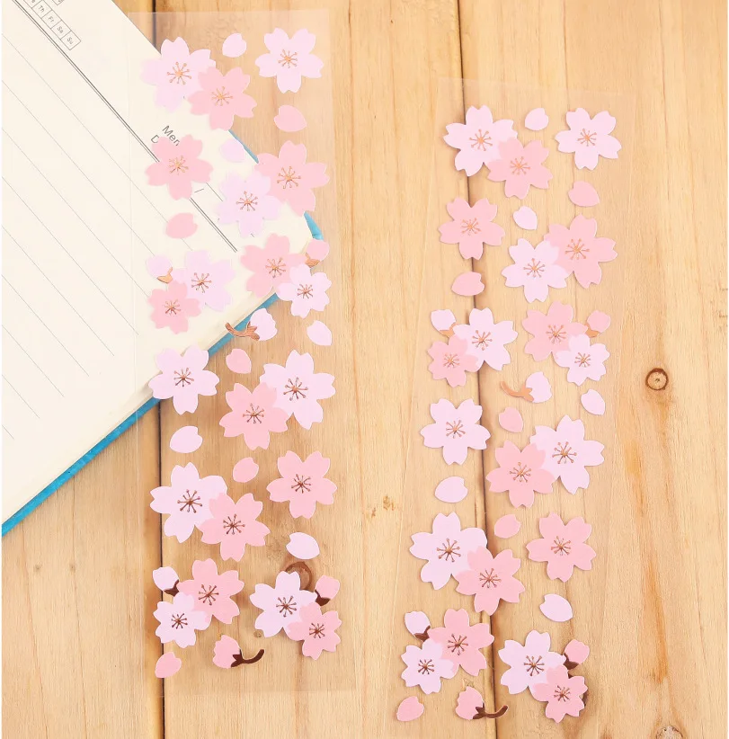 Cherry blossom 2 set 2 set Decorative Vintage Journal Diary Gold Paper Flower Plant Stickers Scrapbooking Flakes Stationery - Цвет: Cherry blossom 2 set