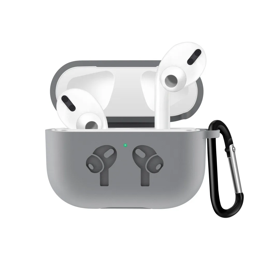 Для AirPods Pro беспроводной зарядный чехол силиконовый защитный чехол с кольцом-держателем брелок, Лидер продаж - Цвет: Gray