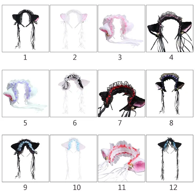 Cosplay&ware Women Ruffles Lace Headband Plush Cat Ears Ribbon Golden Bell Tassels Decor Lolita Cosplay Hair Hoop Lovely Pointed Fluffy -Zentai shop online Hc8bb5514dd1b40ac8ff5b230bbd171bcZ.jpg