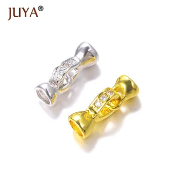 

Juya Clasps Jewellery Findings Components Copper Inlaid AAA Zircon Stone Fold Over Clasps For Jewelry Making Fastener Findings