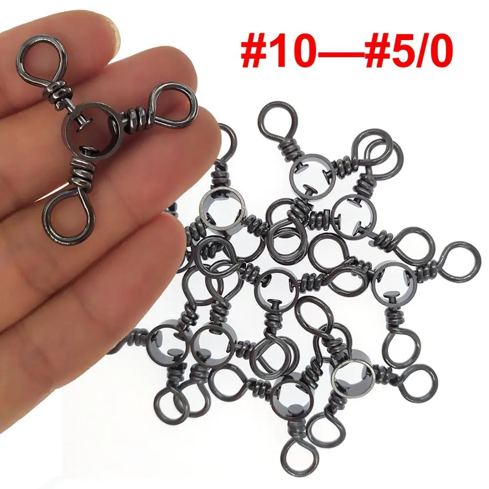 100 шт./лот 3-Way Вертлюги для рыбалки из нержавеющей стали#10-#5/0 разъем для ловли карпа для рыболовных крючков Приманка Фидер