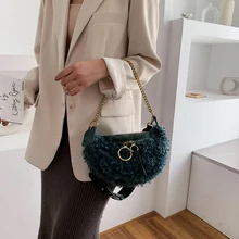 Зима, новая женская сумка, Корейская, маленькая, кудрявая шерсть, грудь, сумка, многоцелевая, плюшевая, на цепочке, сумочка