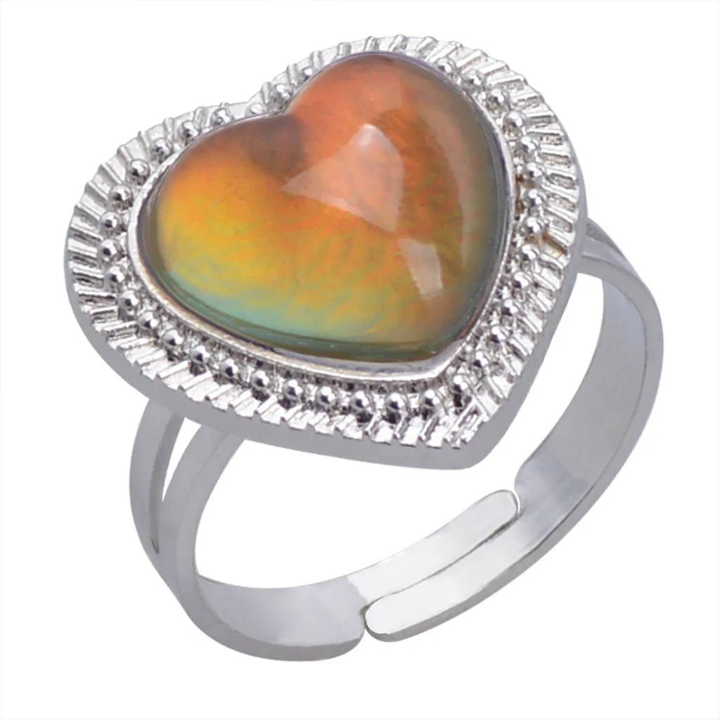 Finger Ring Adjustable Color Change Ring JUCHAO Fashion Love Peach Heart Temperature Control Mood Ring for Women Gothic