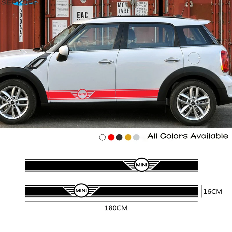 

2Pcs Car Side Skirt Stickers For Mini Cooper R56 R57 R58 R50 R52 R53 R59 R61 Countryman Clubman R60 F60 F55 F56 Car Accessories