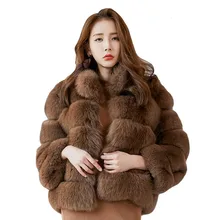 Женское короткое меховое зимнее пальто из искусственного меха размера плюс, стоячий воротник, длинный рукав, шуба из искусственного лисьего меха, весенние модные вечерние пальто