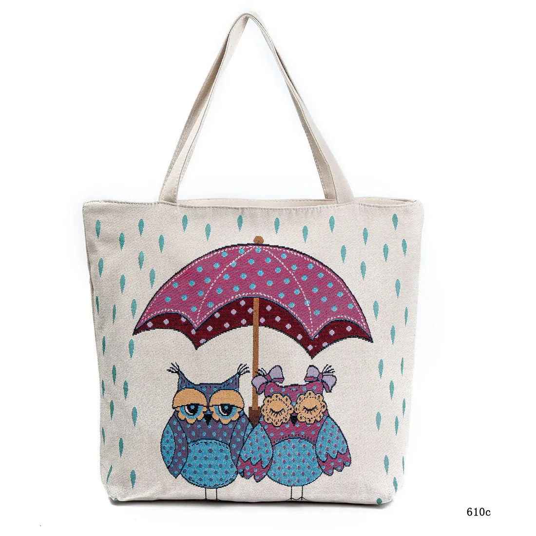 

Tote Shopping Bag Owl Jacquard Canvas Shoulder Bag Lady Female Tourist Attractions National Wind Embroidery Bag Shopping Bags