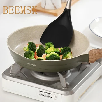 

BEEMSK Household Function Wheat Stone Pan Non-stick Fry Pan Potato Fried Egg Steak Frying Pan For Induction Cooker Gas Cooker