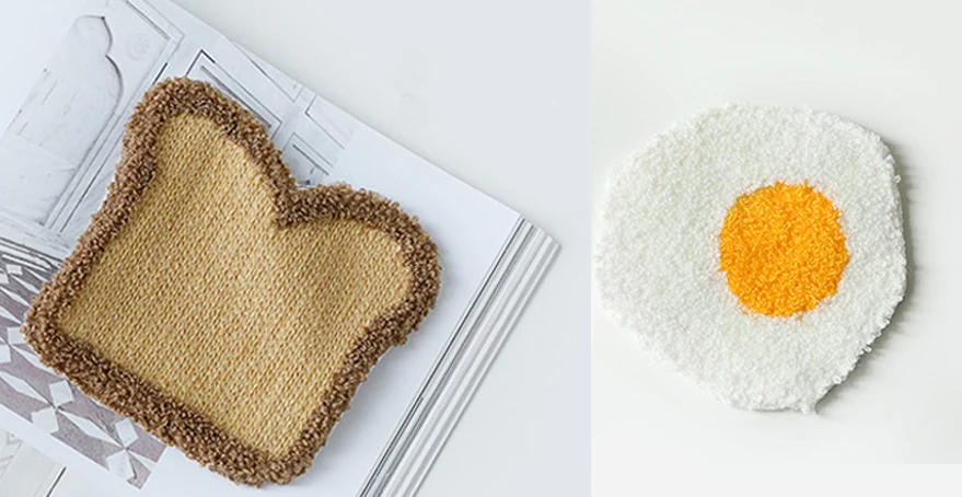 Two pcs set Корейские подставки под столовые приборы для напитков, тканевый коврик, кофейная чашка, Настольный коврик, чайная чаша, коврики, прекрасный завтрак, яйцо, хлеб, домашний декор для столовой - Цвет: Two pcs set