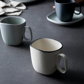 

Large Japanese Pottery Coffee Nordic Mug Lid Spoon Ceramic Hand Painted Mugs Kids Cup Porcelain Minimalist Coffee Cup II50MKB