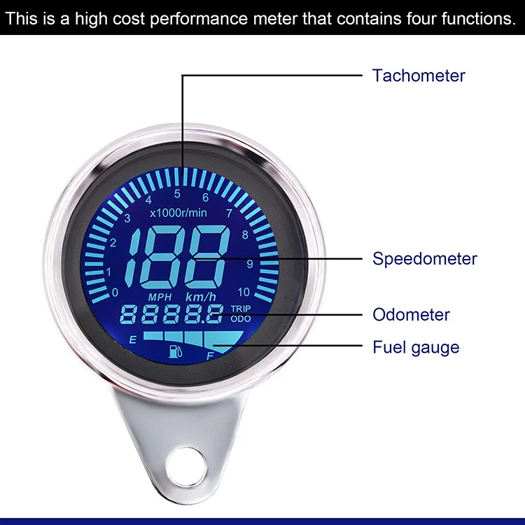 Digital para Motocicleta Medidor de Combustível para 1-4 Wupp Medidor Tela Velocímetro Odômetro Tacômetro Cilindros Lcd 8 Cheap Instrumentos