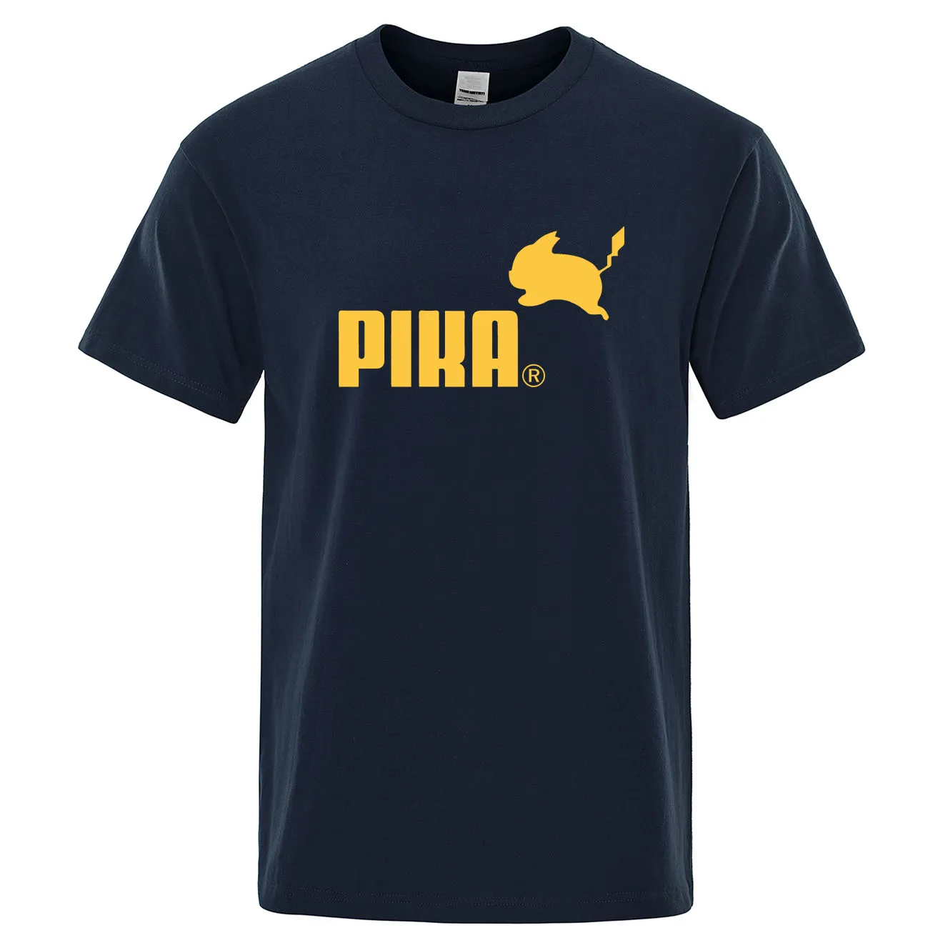 Летняя новая футболка Pika, мужские футболки с японским Аниме Покемон, футболки с Пикачу для мальчиков, хлопковая футболка с коротким рукавом, мужские повседневные футболки, топы - Цвет: dark blue 3