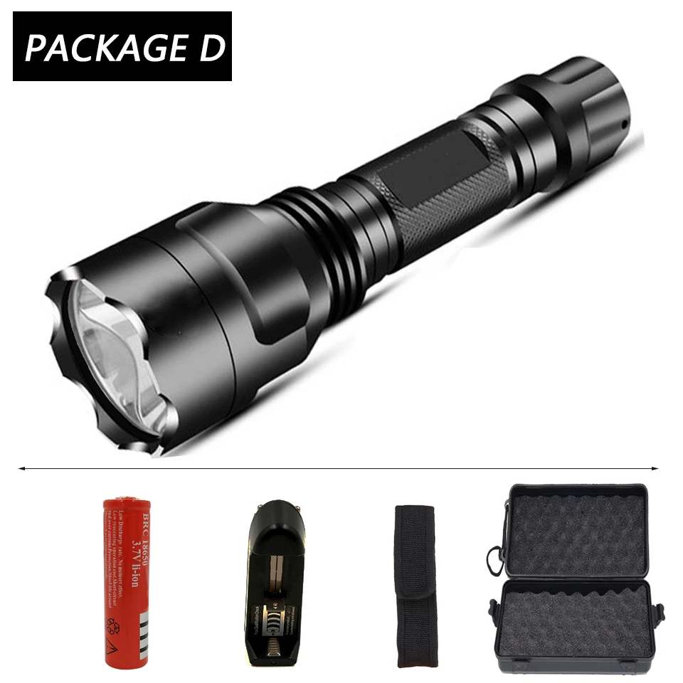 Option D XHP50.2 светодиодный тактический светильник-вспышка, мощный Xlamp, водонепроницаемый фонарь T6/L2, охотничий светильник, 5 режимов, аккумулятор 1*18650 - Испускаемый цвет: Option D