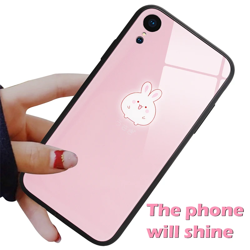 Fundas For iPhone Чехол для телефона из закаленного стекла для iPhone 11 Pro Max, чехол для iPhone 8, 7, 6s Plus, XS MAX, XR, XS X, светодиодный корпус для вспышки, чехол - Цвет: Fundas For iPhone