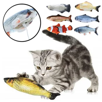 

New Electric Interactive Cat Wagging Fish Realistic Plush Catnip Fish Mint Catnip Chewing Toy Game Interactive Pet Supplies