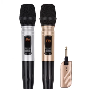 

UHF Auto Wireless Dynamic Microphone Set System With Receiver For Amplifier Mixer Speaker Desktop Bus Audio