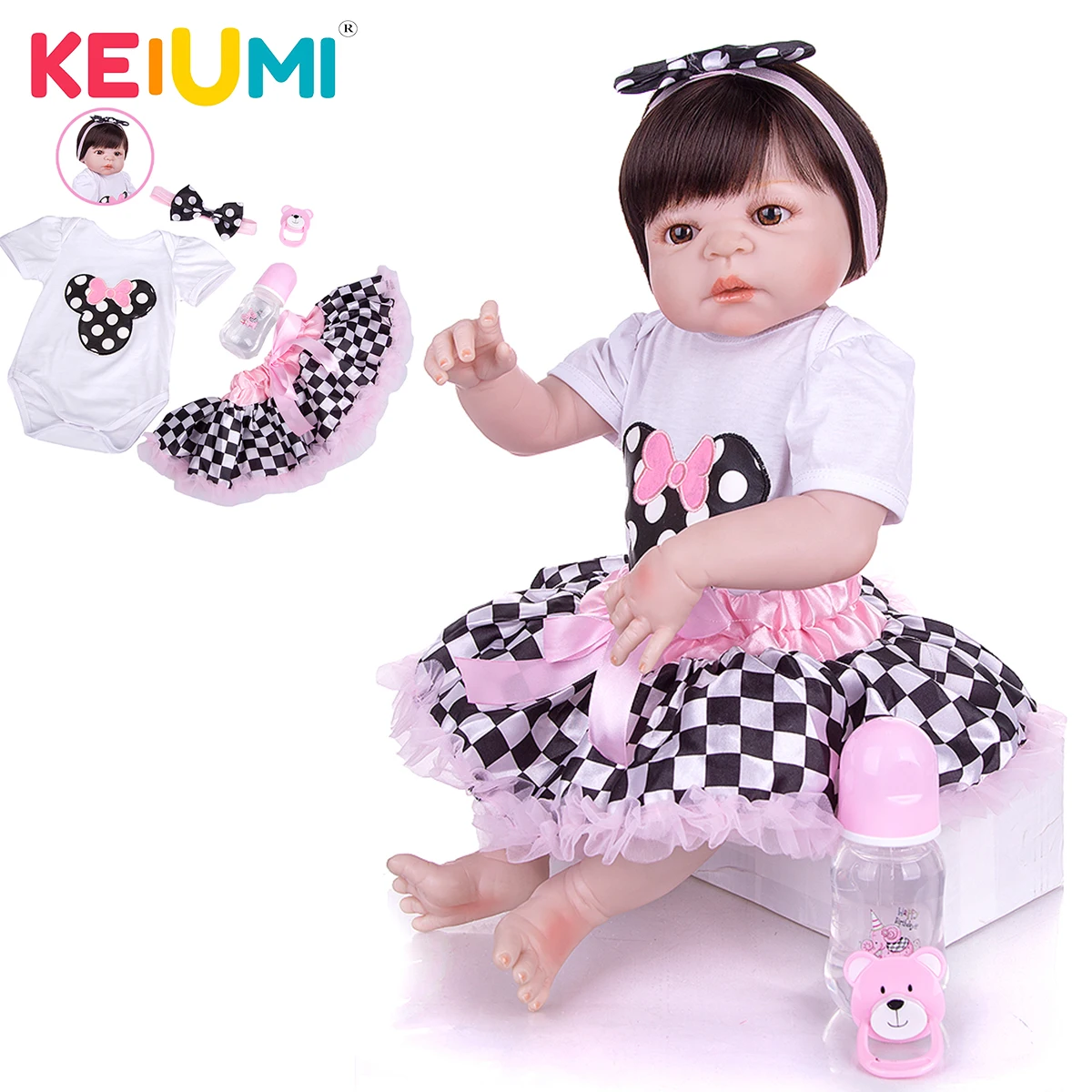 KEIUMI реалистичные куклы 57 см Reborn Alive силиконовые модные для всего тела игрушки