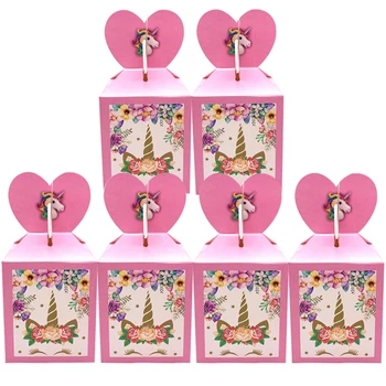 

8.5*8.5*18cm Unicorn Gift Box For Girls Happy Birthday Party Gift Boxes Baby Shower Party Party Decoration Supplies Candy box