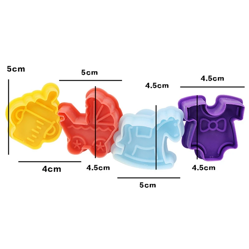 4Pcs/set Baby Type Plastic Baking Mold Kitchen Pastry Plunger 3D Fondant Biscuit Cookie Cutter Cake Decorating Tools
