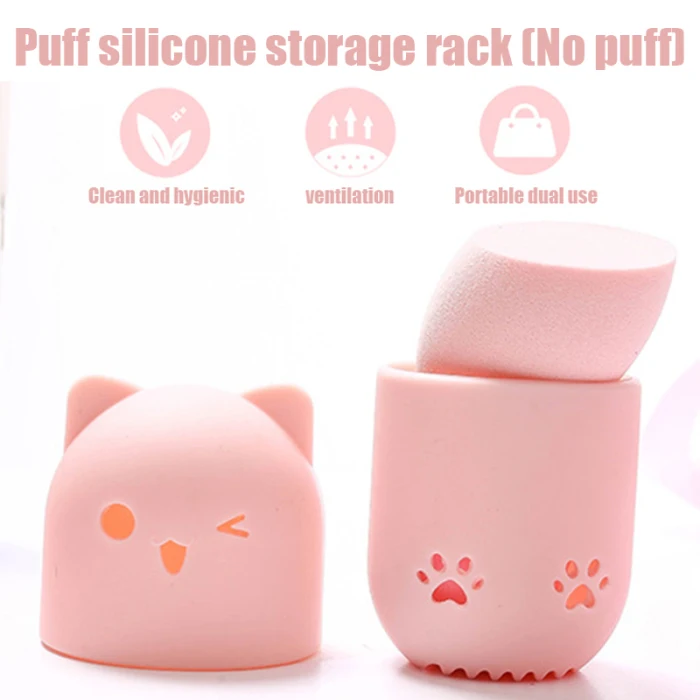 Makeup Sponge Holder Soft Silicone Cosmetics Blender Powder Puff Drying Holder Case 998