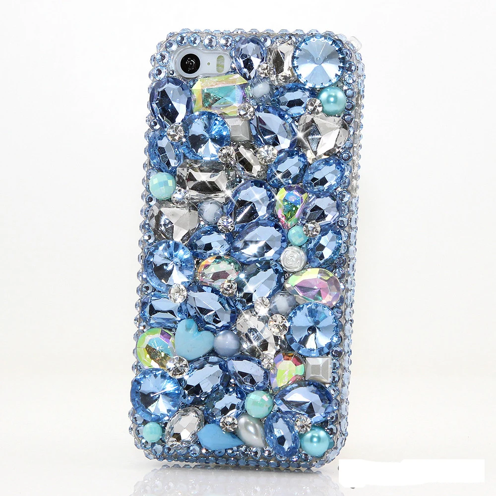 Luxury Girl Women Handmade 3D Blue Diamond Rhinestone Phone Case For iPhone 8 6 6S 6plus 7 plus x xs max 11 Pro Max Cover | Мобильные