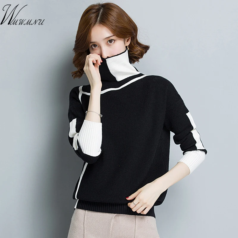 Свитер женский мягкий корейский стиль свободный зимний теплый водолазка