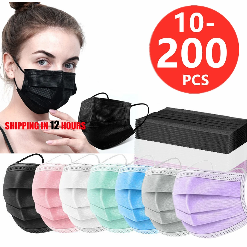 3-слойная черная одноразовая маска для лица хирургическая взрослых |