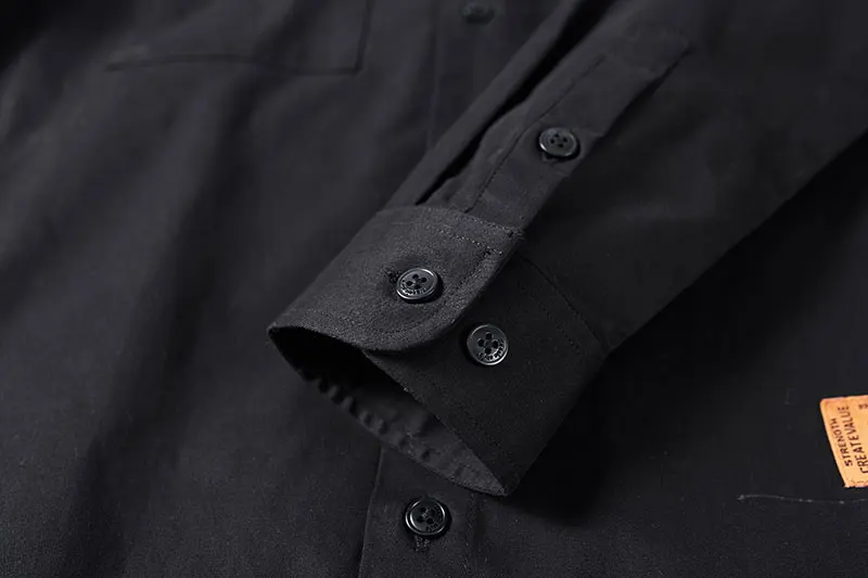 Autumn Men's Dress Smart Casual Shirts Solid Color Cargo Military Style Shirt Men Straight Long-Sleeve High Quality Shirts