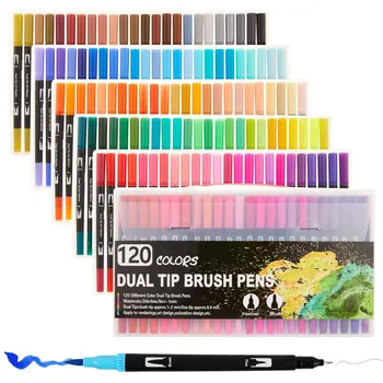 

12-120 Color Brush Markers Dual Brush Pen Art Markers Pens Fine Tip Brush Tip Drawing for Adult Coloring Books Drawing Supplies