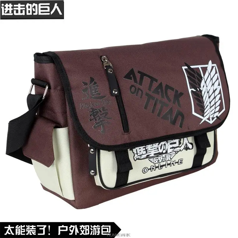 Attack on Titan Canvas Messenger Bag para homens, bolsas de ombro crossbody, Tokyo Ghoul Anime Capacidade