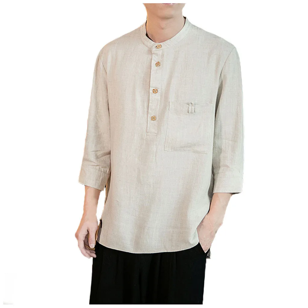 Camisa Для мужчин рубашка хлопковый Детский свитер из Демисезонный свободные 9-рубашка с длинным рукавом Топ Мода Повседневное, на каждый день, однотонный Цвет Простая рубашка для мужчин; Новинка; замшевая