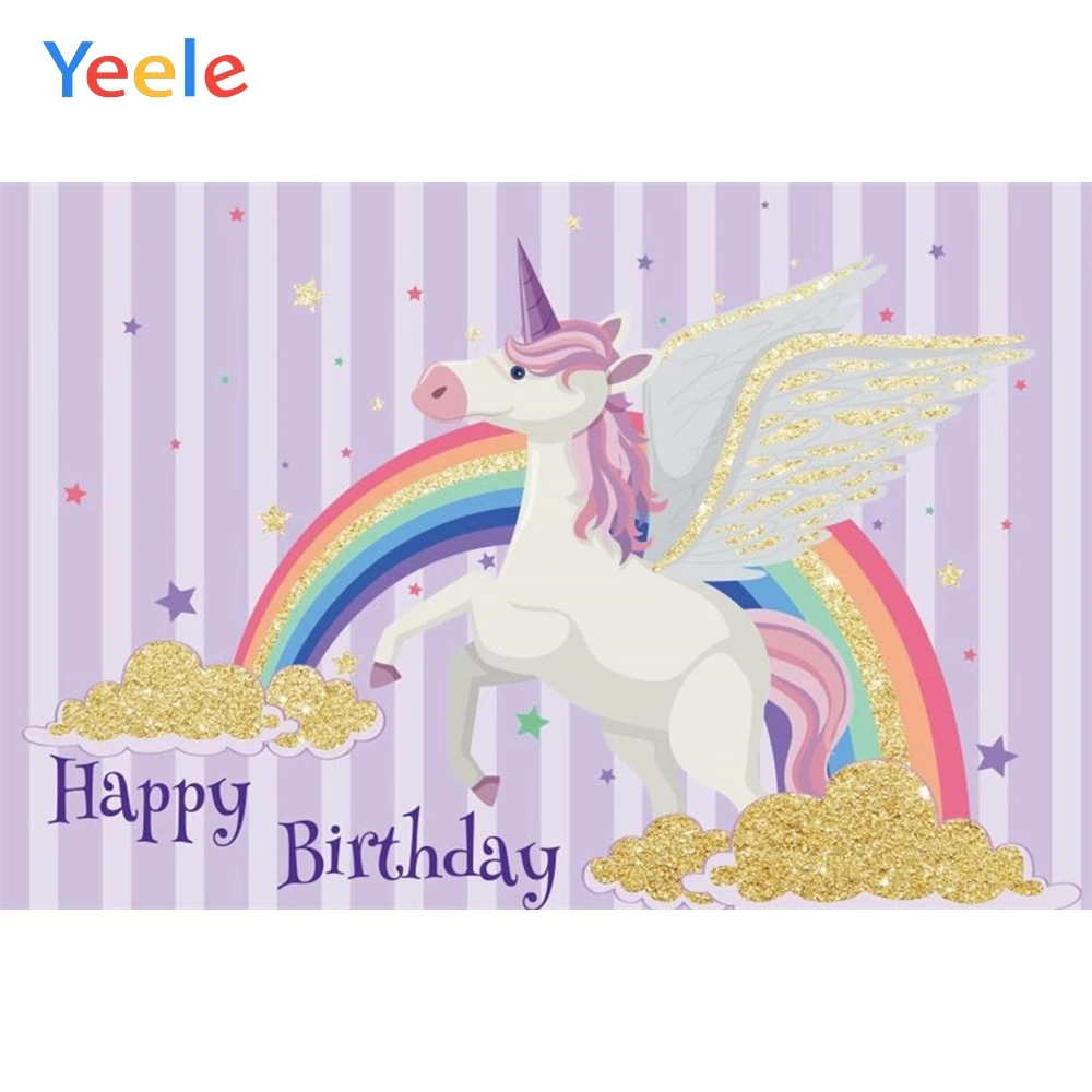

Unicorn Party Baby Birthday Photophone Rainbow Kid Child Photography Backdrops Custom Photographic Backgrounds For Photo Studio